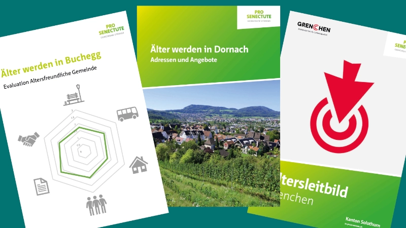 Symbolbild für Publikationen im Bereich Fachberatung Gemeinden: Umfrageauswertung, Gemeindebroschüre, Altersleitbild