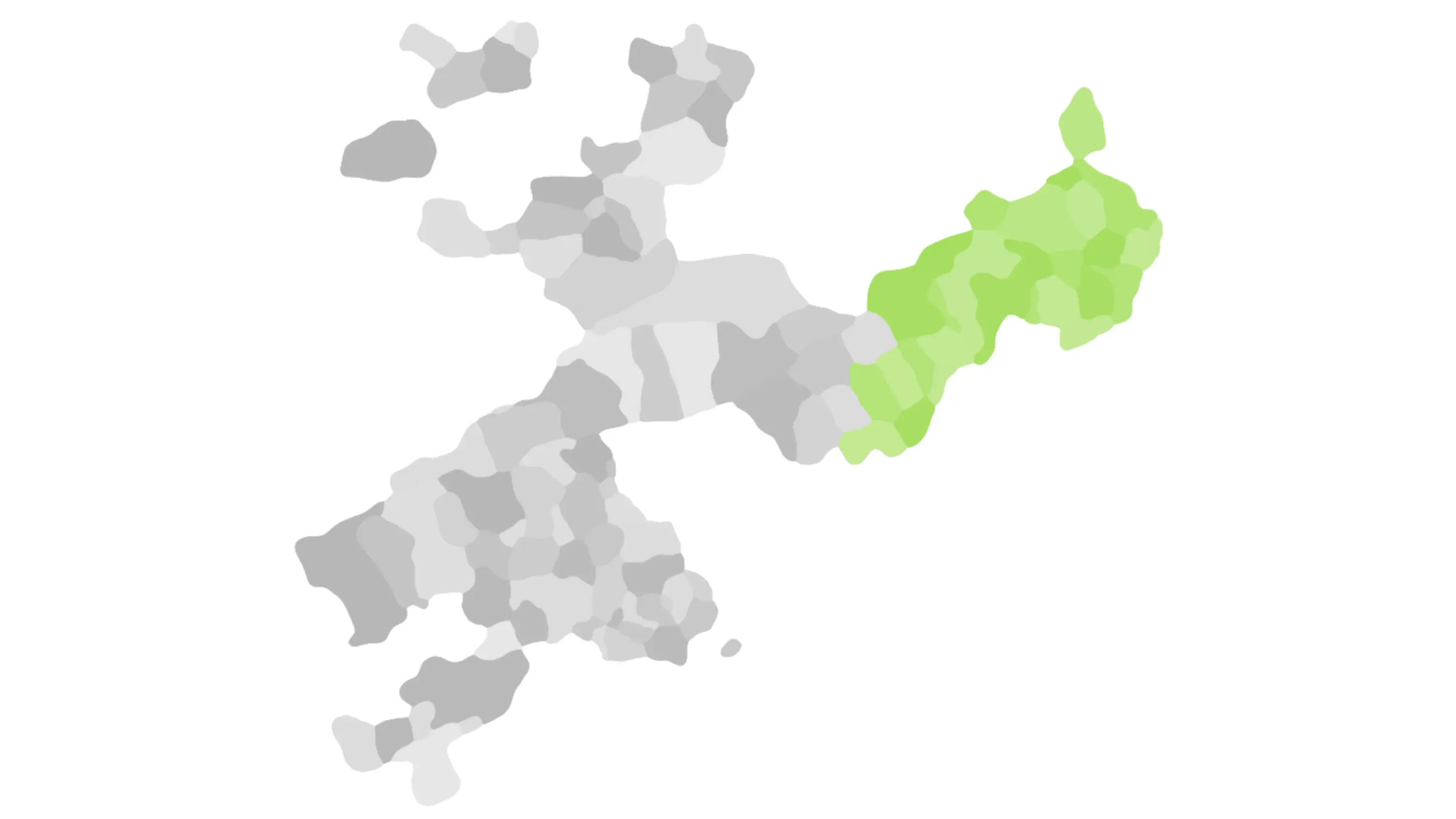 Karte Kanton Solothurn mit grün gefärbtem Zuständigkeitsgebiet der Fachstelle Olten