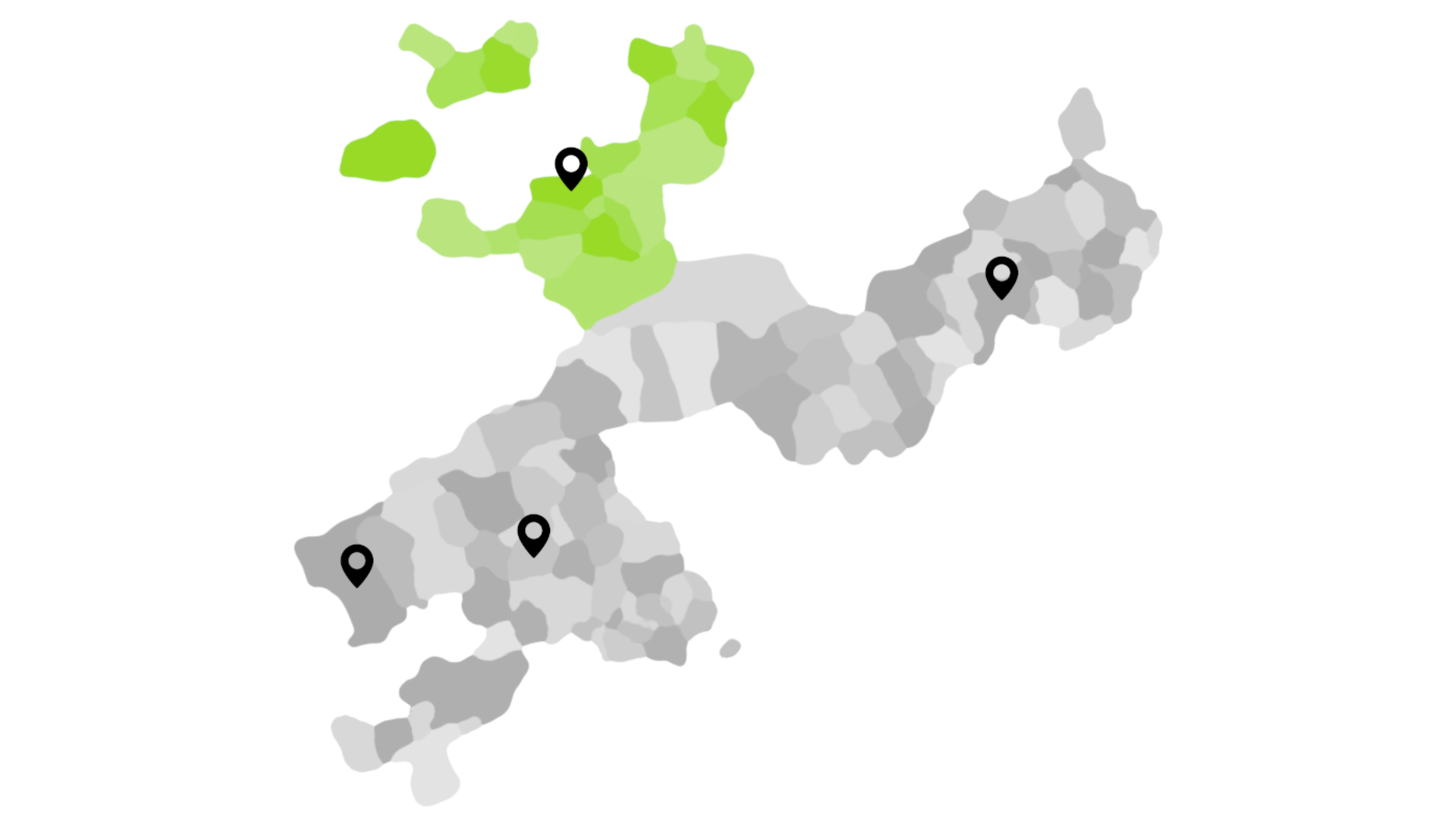 Die Pro Senectute Fachstelle in Breitenbach ist für die Gemeinden der Bezirke Dorneck und Thierstein zuständig, die auf dieser Karte des Kanton Solothurns grün gefärbt sind. 