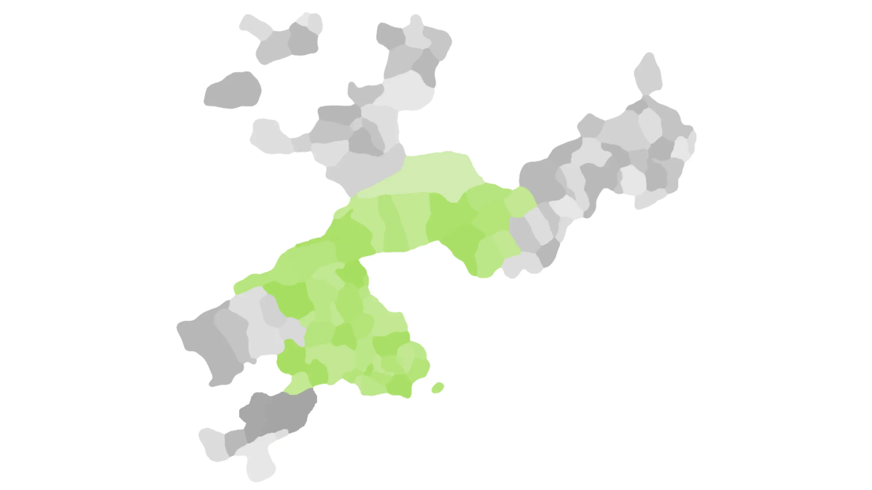 Karte Kanton Solothurn mit grün gefärbtem Zuständigkeitsgebiet der Fachstelle Solothurn