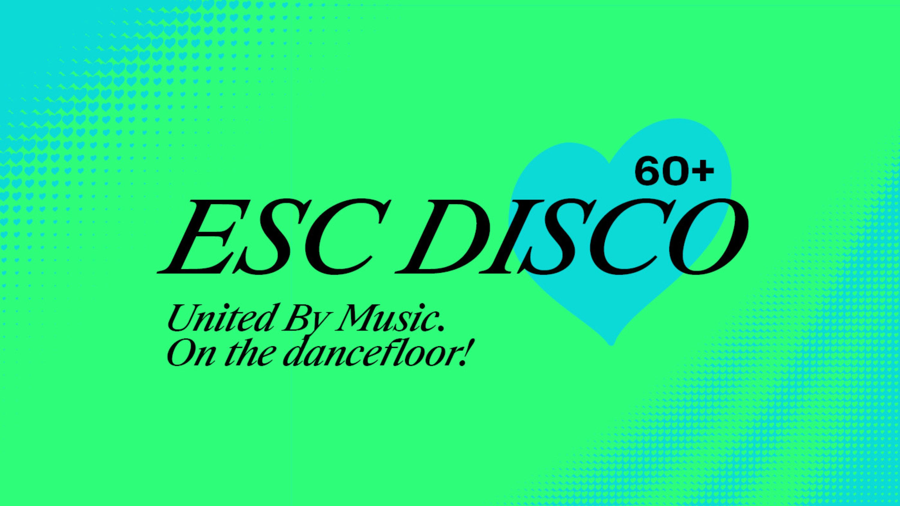ESC Disco 60+ key visual in verde neon e blu neon